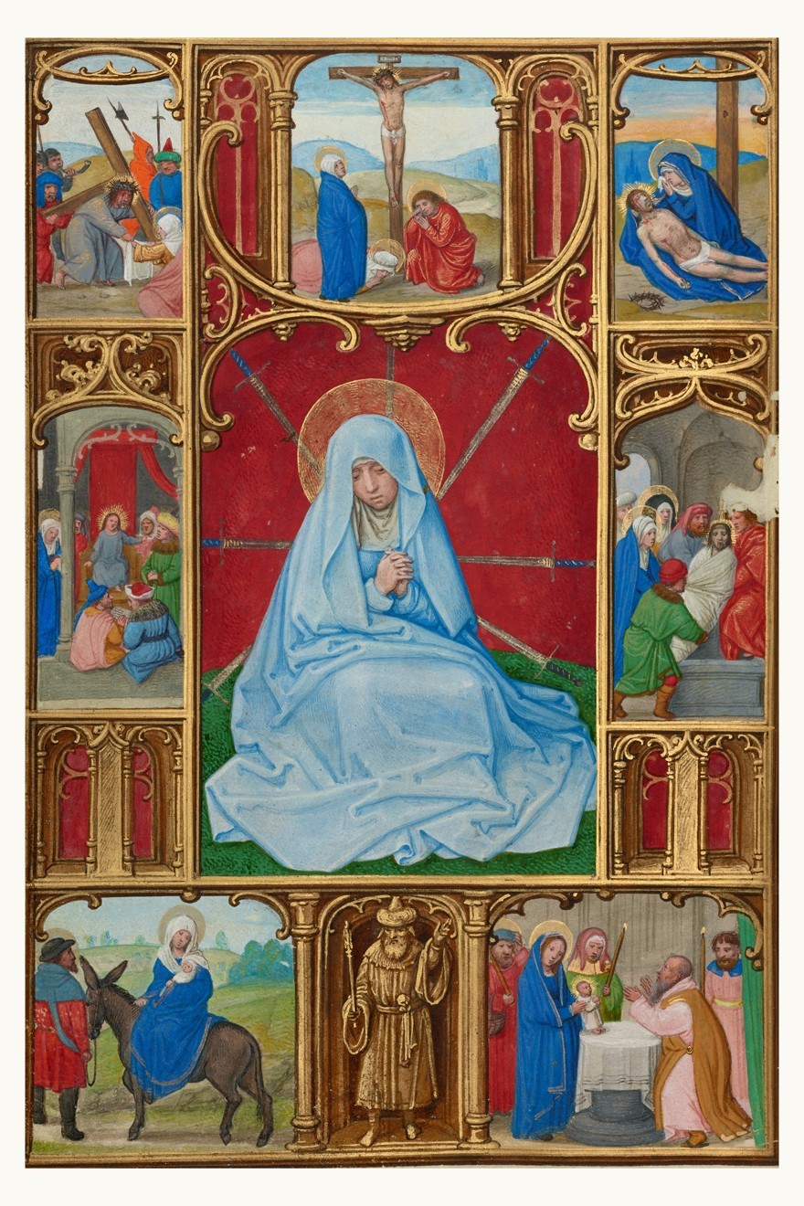 Seven Sorrows of Mary, 8x12 medieval manuscript painting Catholic fine art print Seven Sorrows of Mary, 8x12 medieval manuscript painting Catholic fine art print