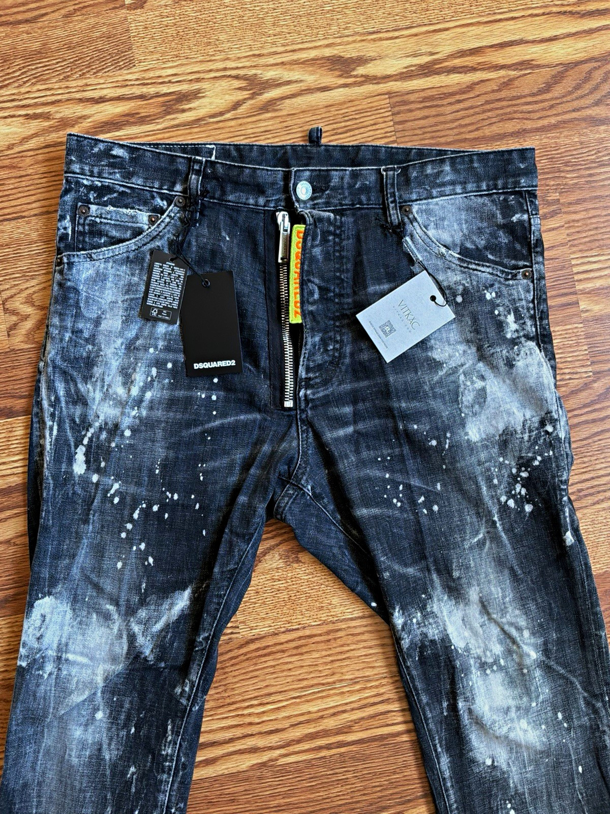 Dsquared2 Men\'s Slim Skinny Jeans Black Dark Wash Denim Cotton Logo 5-Pocket