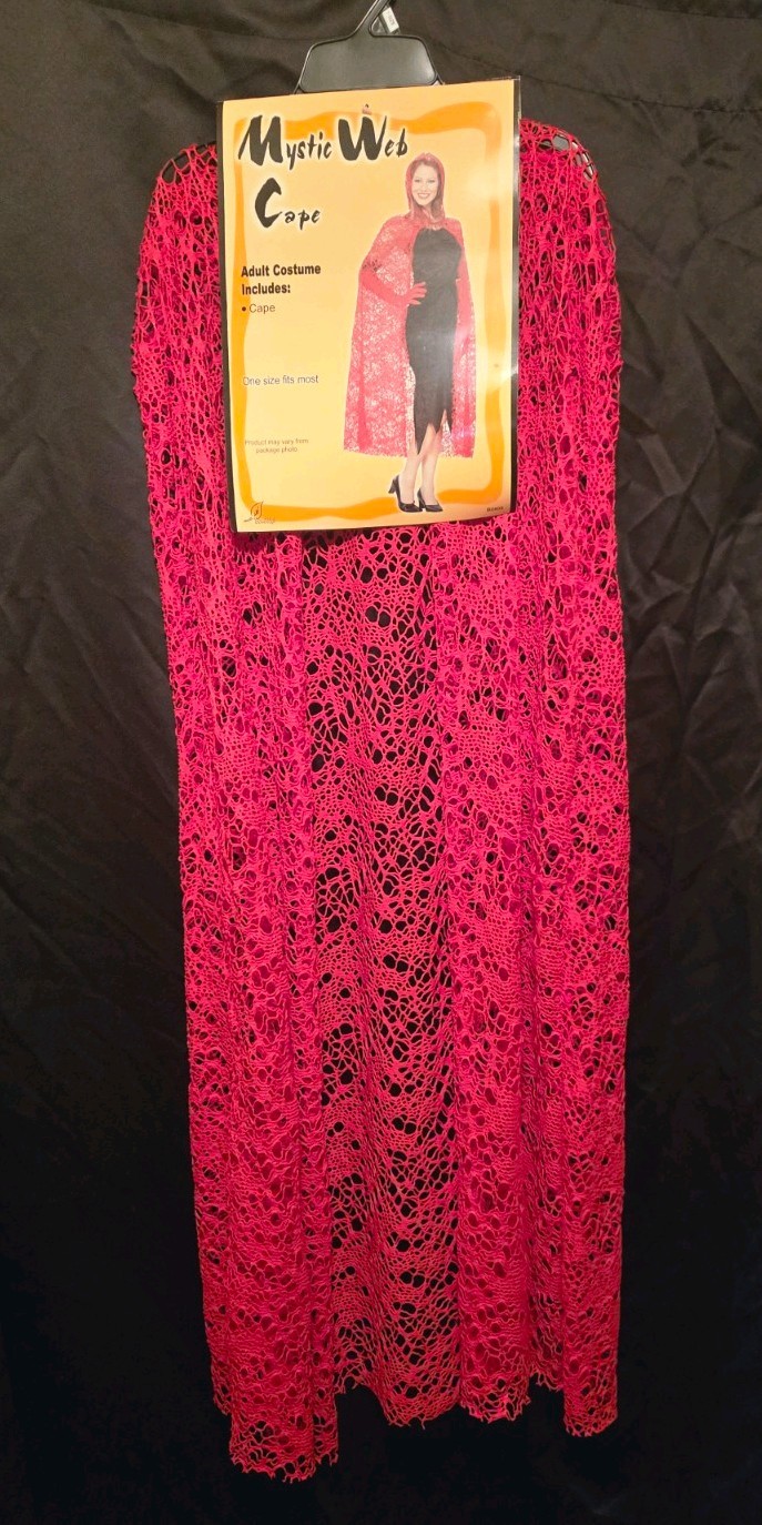 Vintage 2010 Red Web Cape Y2K Goth Whimsigoth Eerie Alley Open Knit Costume OSFM