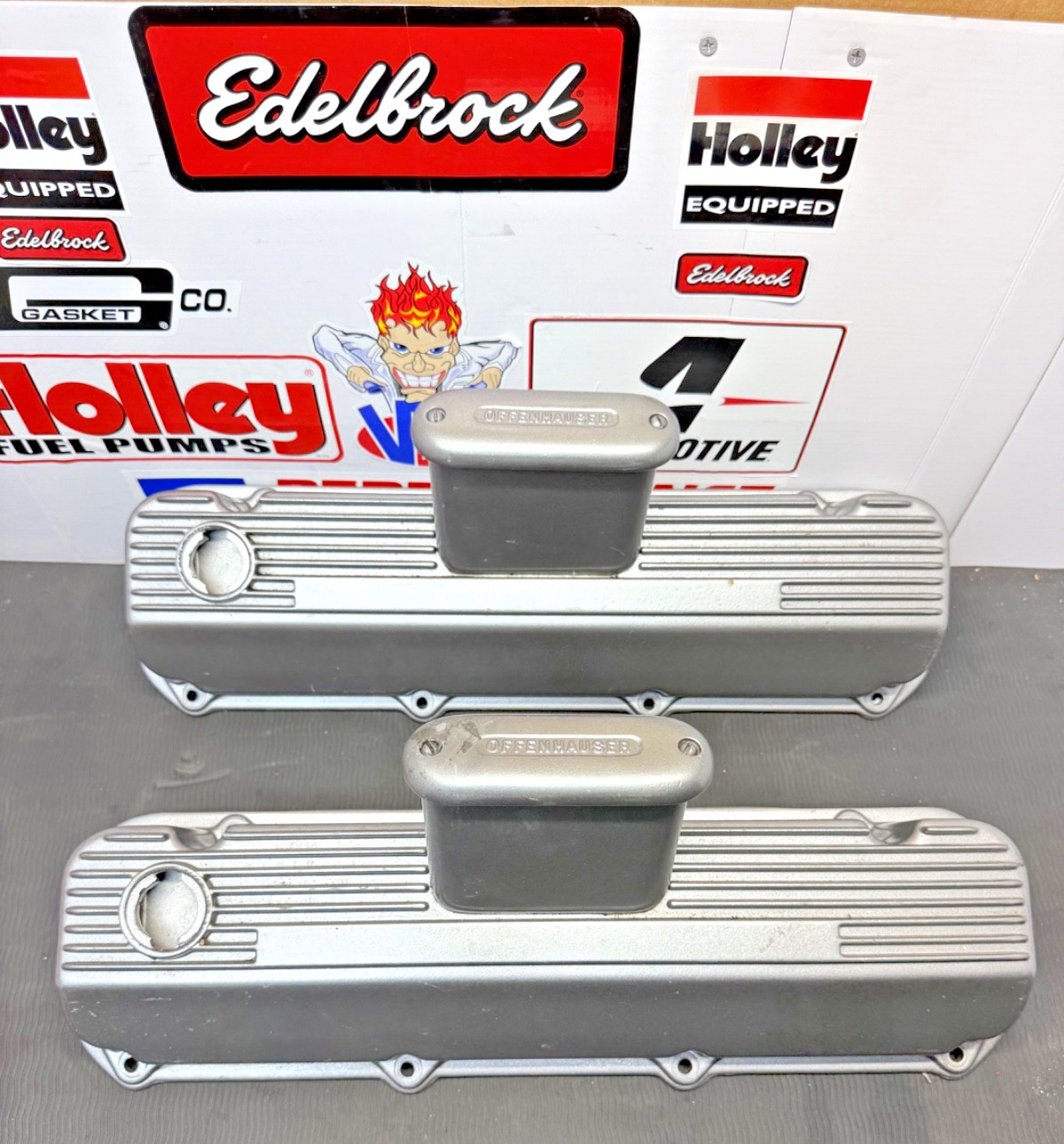 VINTAGE FORD 429 460 MICKEY THOMPSON HOLLEY ALUMINUM VALVE COVERS + BREATHERS