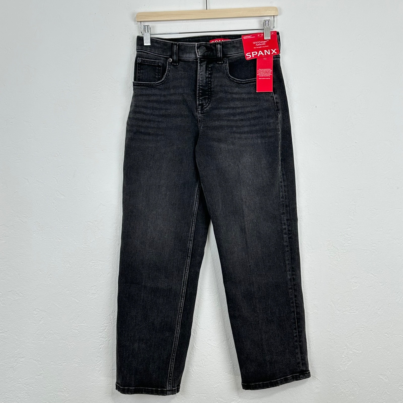 SPANXshape 90s Straight Leg Jeans Size Petite Small Black Authentic 360