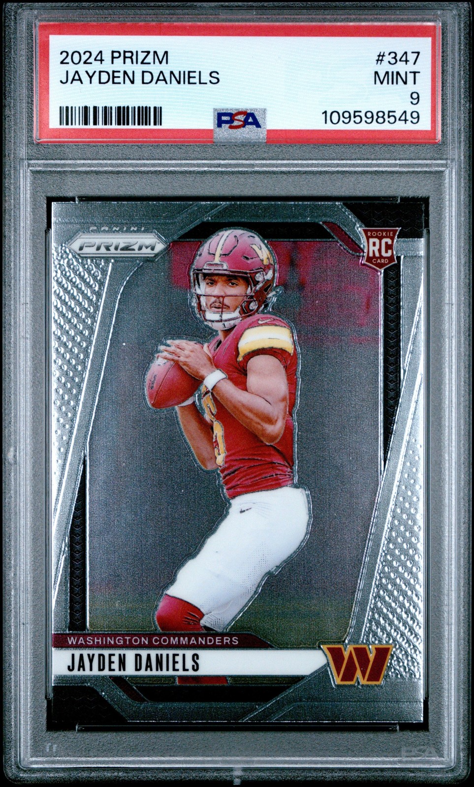Graded 2024 Panini Prizm Jayden Daniels #347 Rookie RC Card PSA 9 Mint Graded 2024 Panini Prizm Jayden Daniels #347 Rookie RC Card PSA 9 Mint