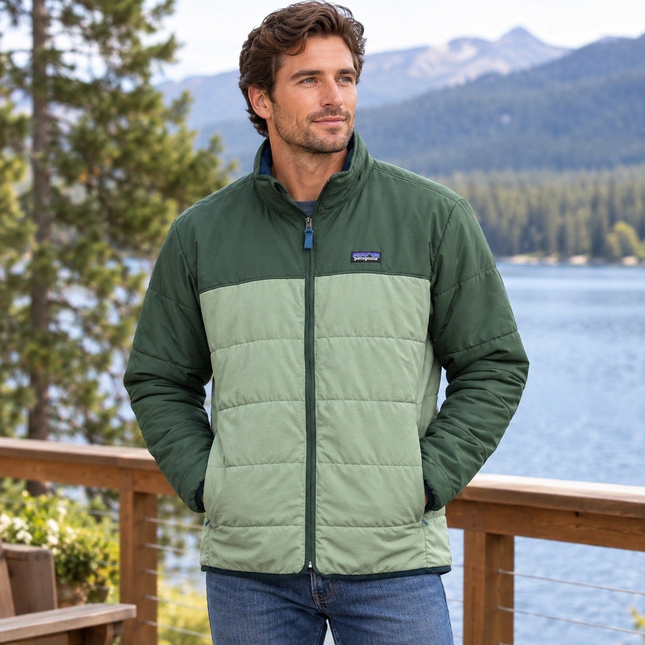 Patagonia Pack In Jacket Mens Medium Green Excellent 20945 FA22