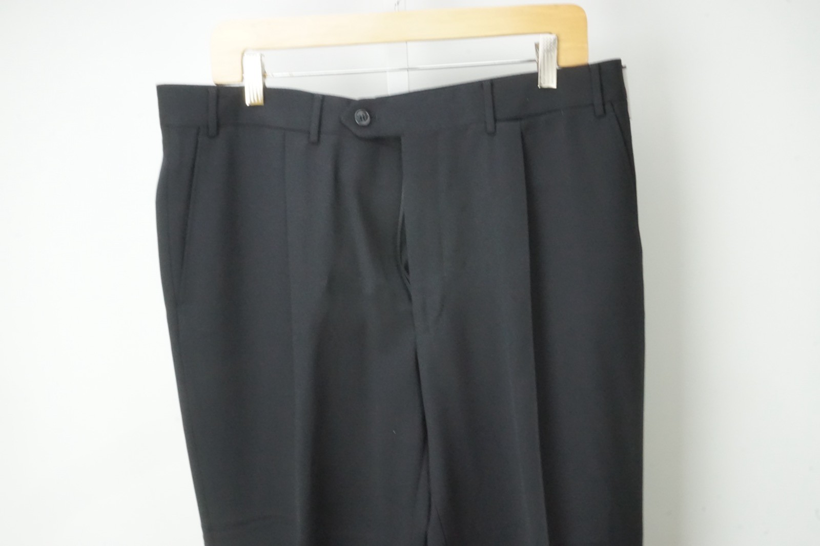 Corneliani Master Solid Black 100% Wool Dress Pants Sz 52R EU BRAND NEW