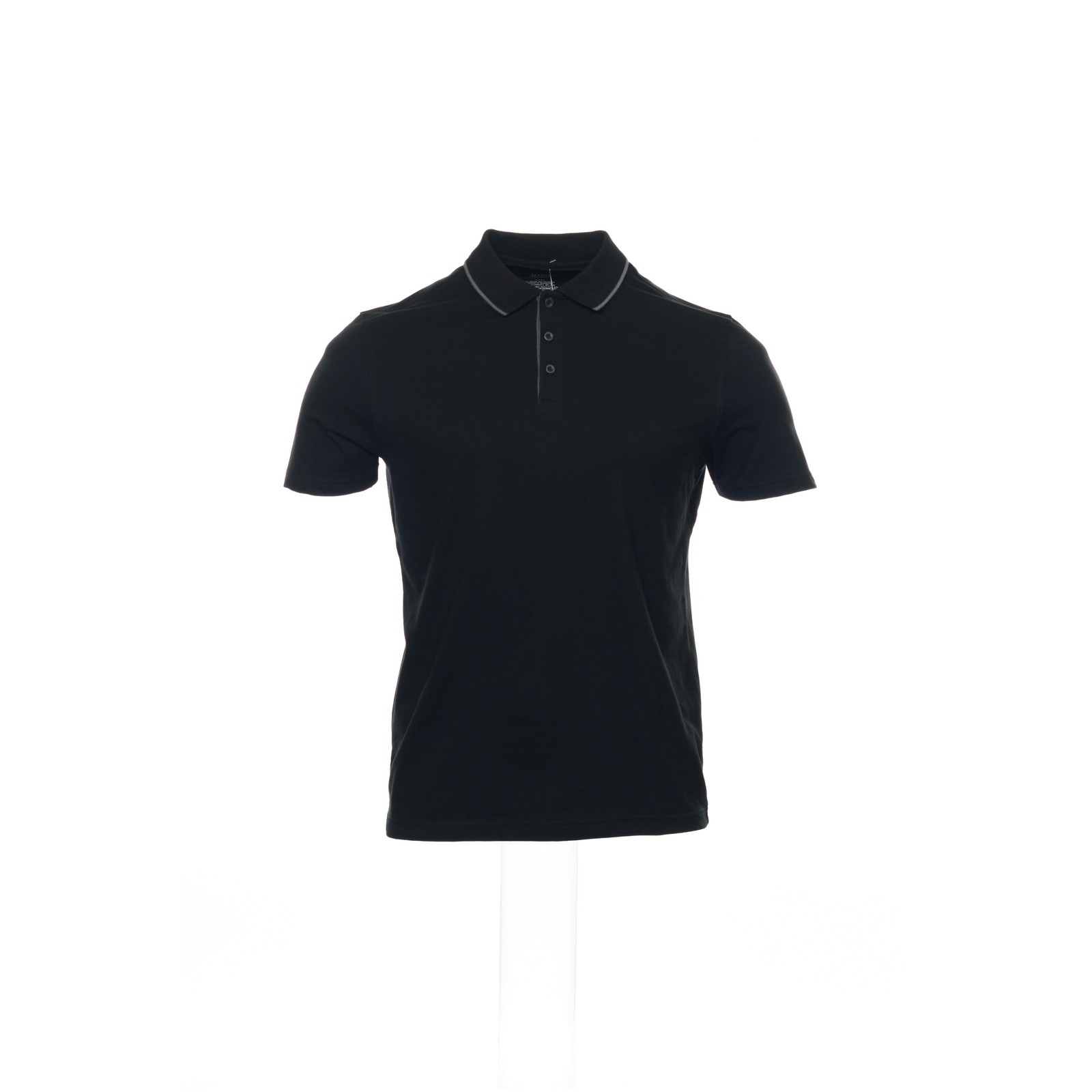 Alfani Mens Polo Shirt Deep Black Cotton Blend Solid Short Sleeve Casual Top