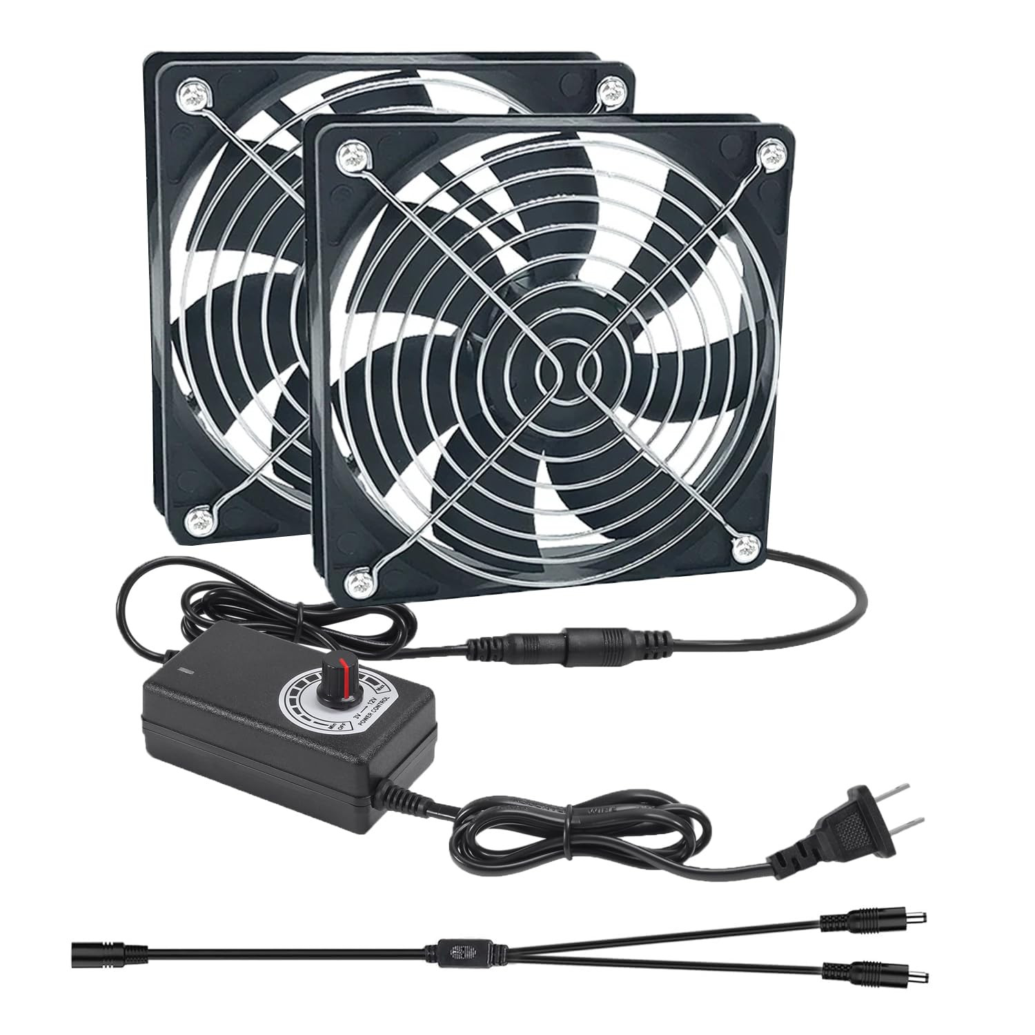 2 X 120Mm Computer Fan with AC Plug 110V 220V AC Powered Fan with DC 3V to 12V 2 X 120Mm Computer Fan with AC Plug 110V 220V AC Powered Fan with DC 3V to 12V
