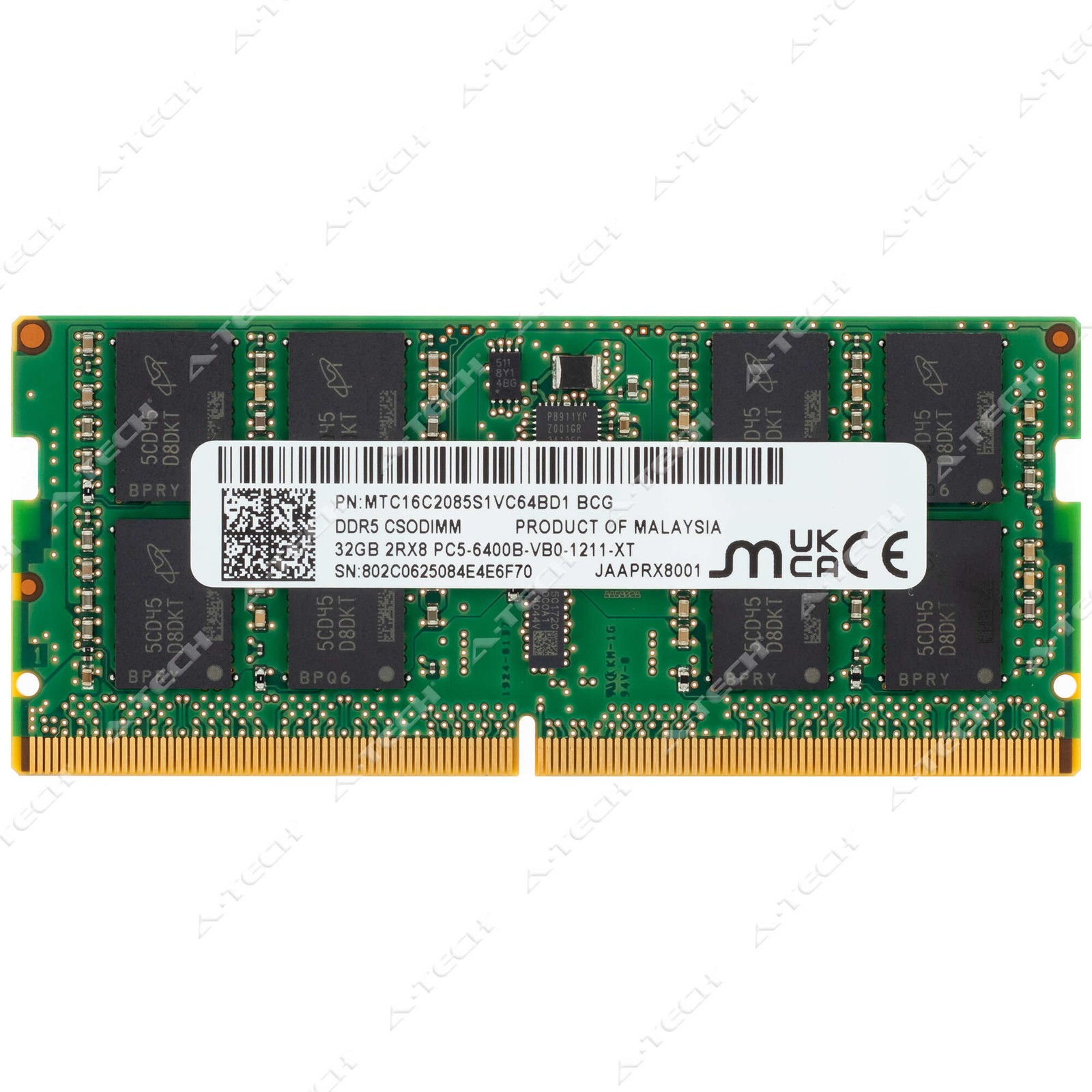 Micron 32GB DDR5 6400MHz PC5-51200 CSODIMM Laptop Memory RAM MTC16C2085S1VC64BD1