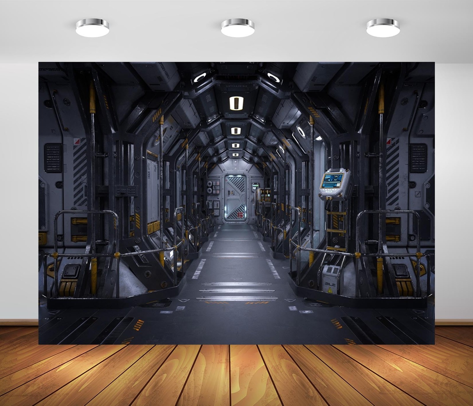 7x5ft Fabric Space Station Backdrop Spaceship Interior Spacecraft Background ...