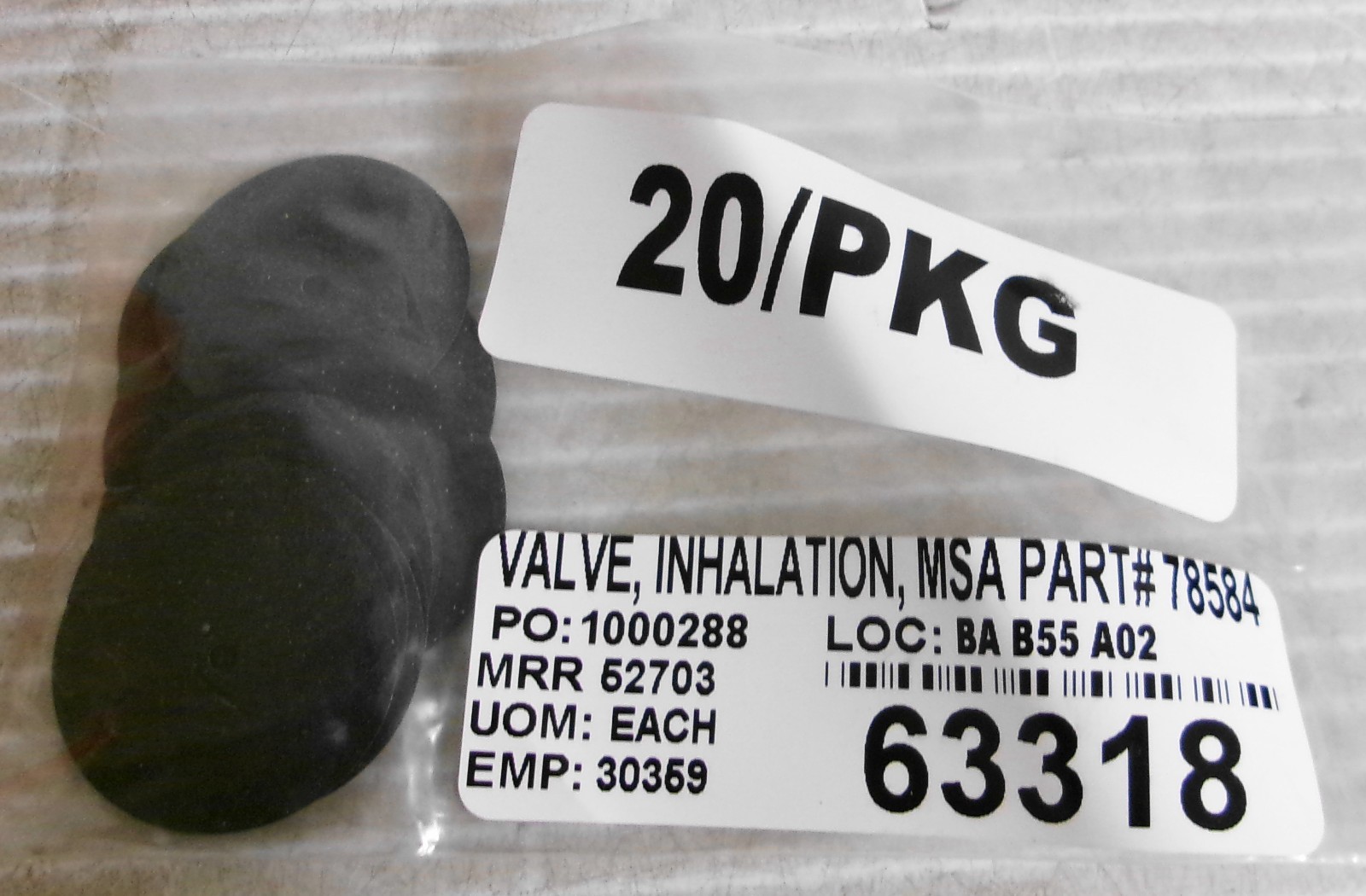 MSA 78584 Inhalation Valve (20) MSA 78584 Inhalation Valve (20)