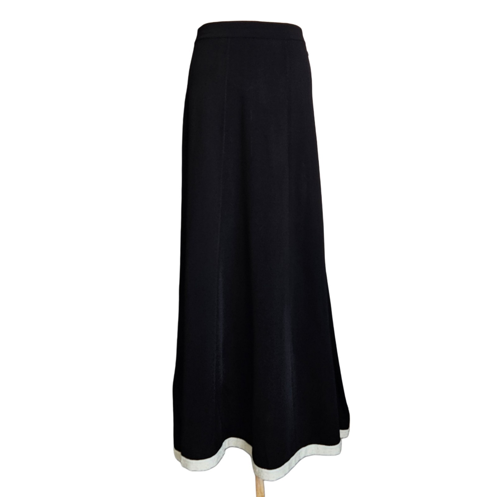 Chanel 25A Black and White Ecru Mixed Fiber Maxi Skirt