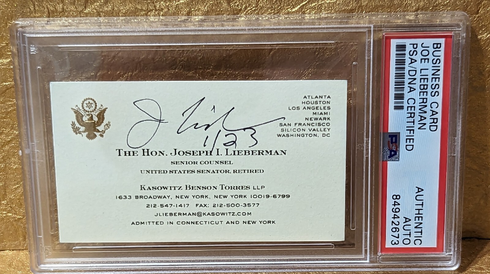Senator Joseph Lieberman PSA/DNA Autograph Signed Business Card