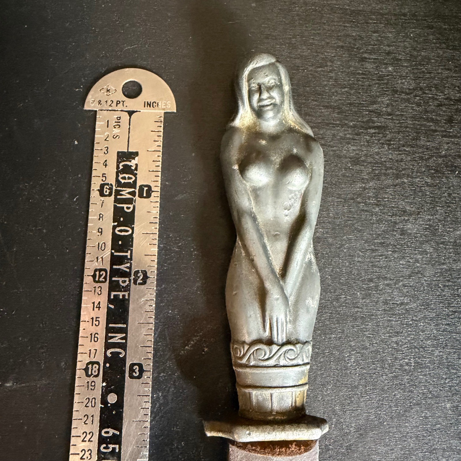 Vintage Korium Solingen Steel Nude Woman Figural Letter Opener Dagger Germany