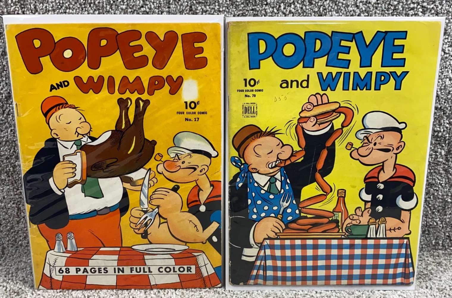 Four Color #17 & #70 (Popeye and Wimpy) Golden Age Dell Nice Copies 1943/45 Four Color #17 & #70 (Popeye and Wimpy) Golden Age Dell Nice Copies 1943/45