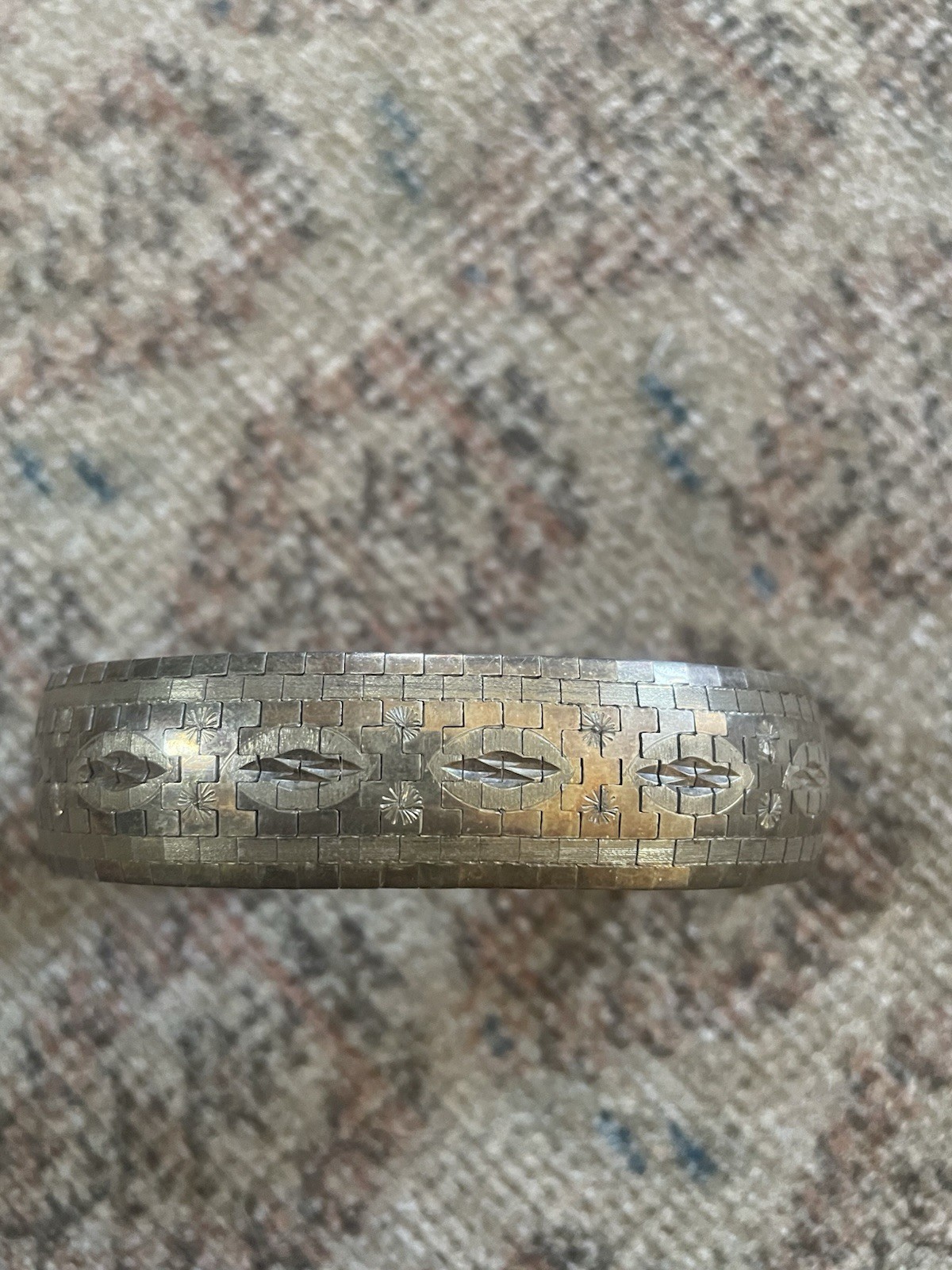 Vintage Etched Mexican Silver Bracelet With Clasp 7.5 Inches Long