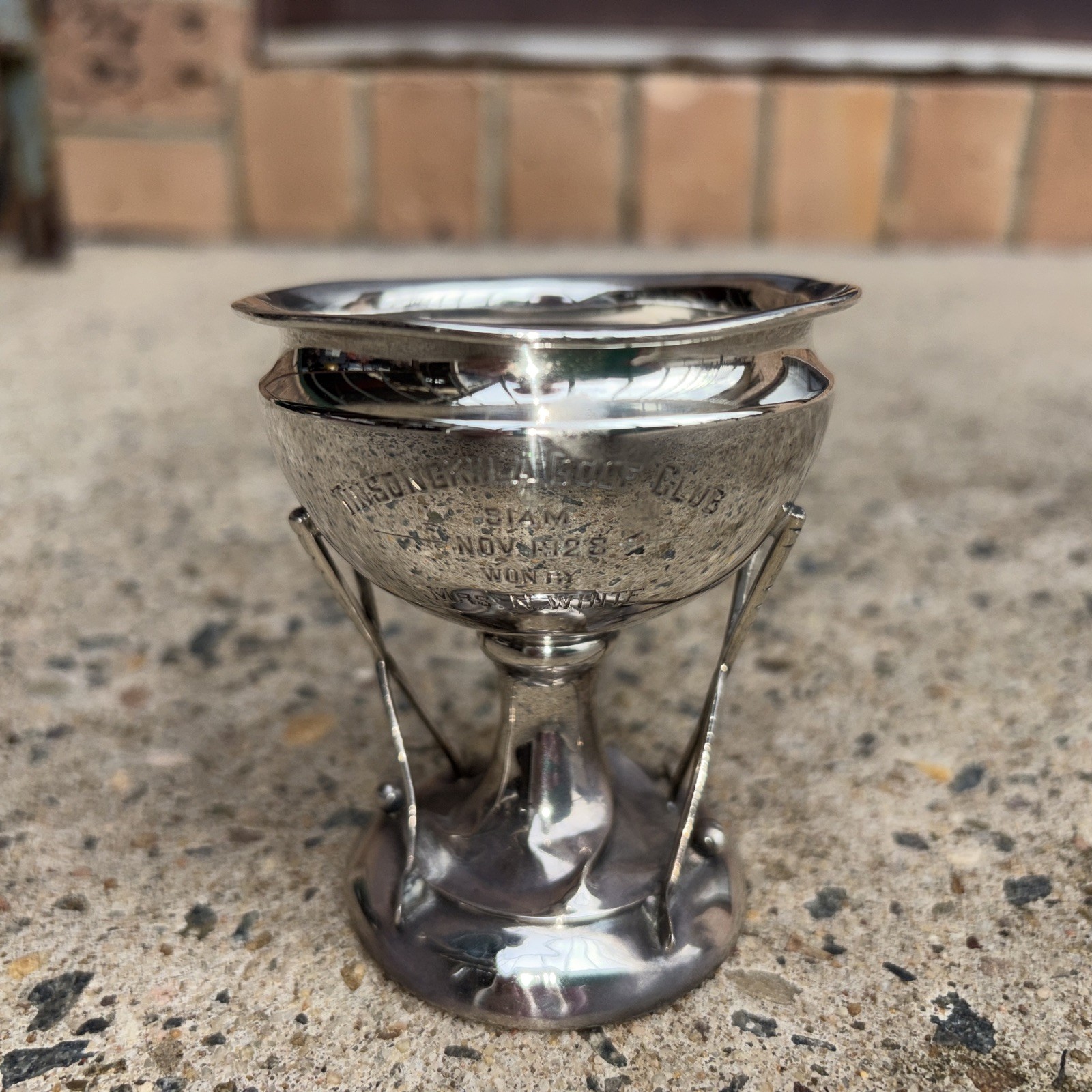 Antique 1928 Sterling Silver Golf Trophy Cup Siam 50.13grams