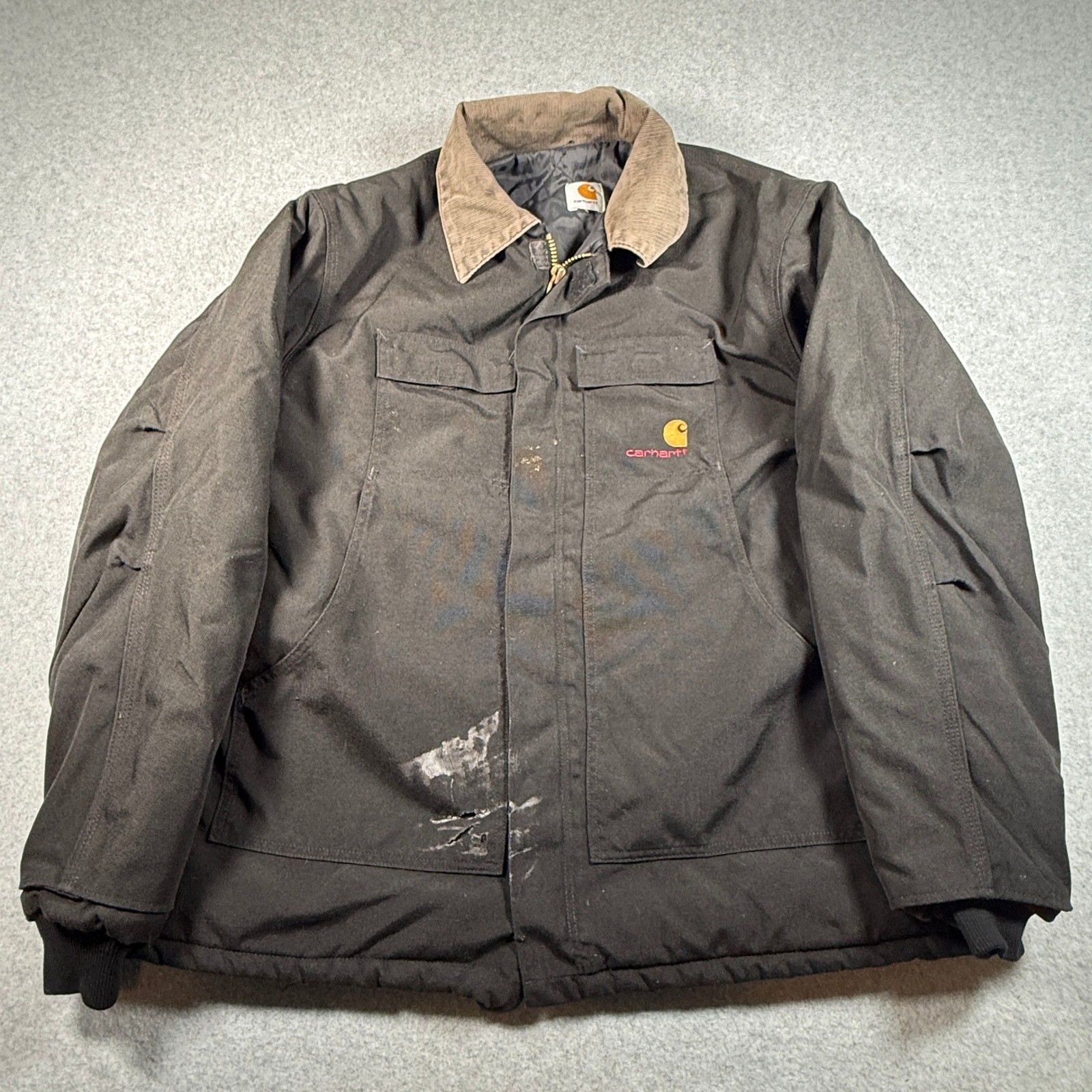 Carhartt Duck Canvas Detroit Jacket Blanket Lined Distressed Men\'s 2XL
