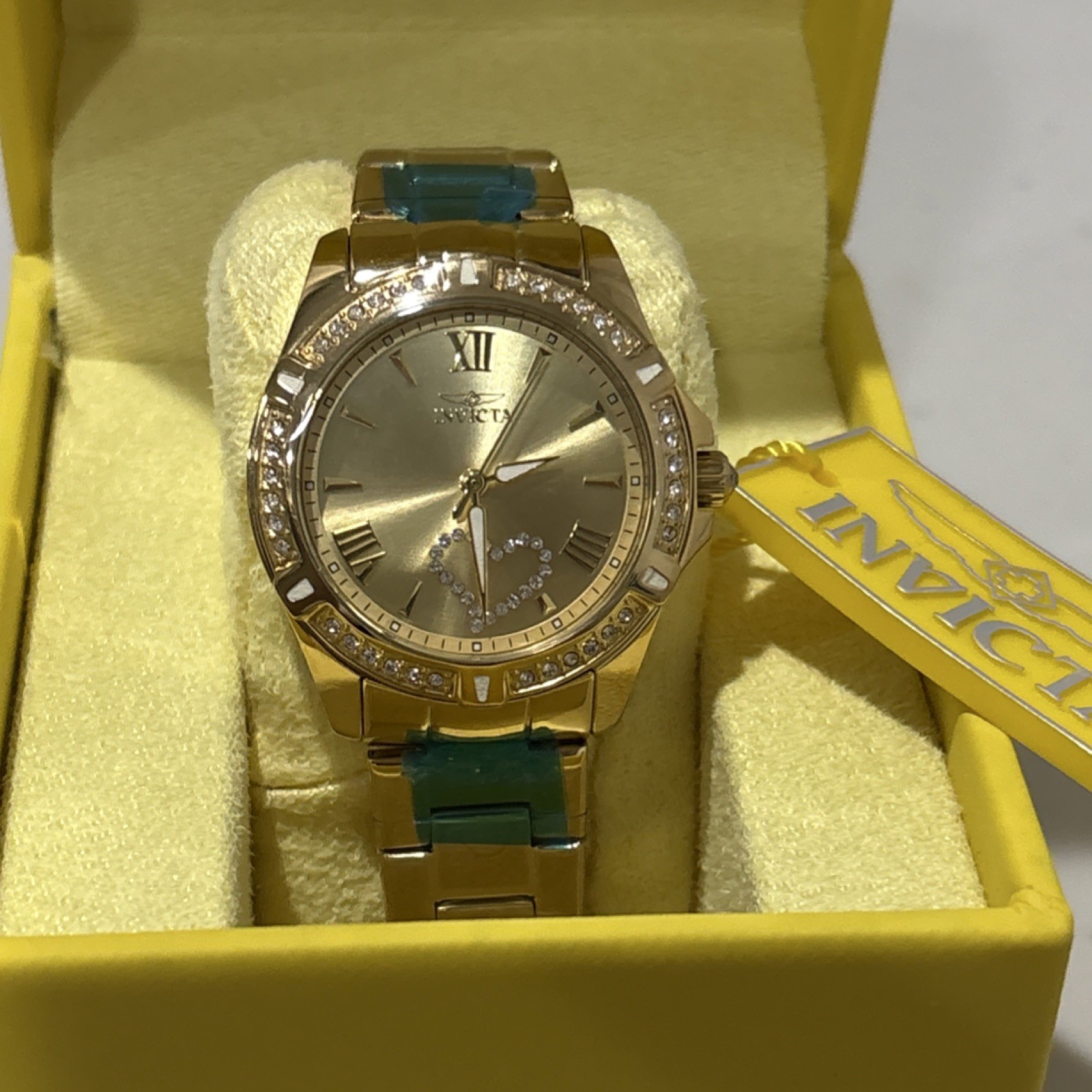 Invicta Women's Gold-Tone Diamond Accent Heart Analog Wristwatch