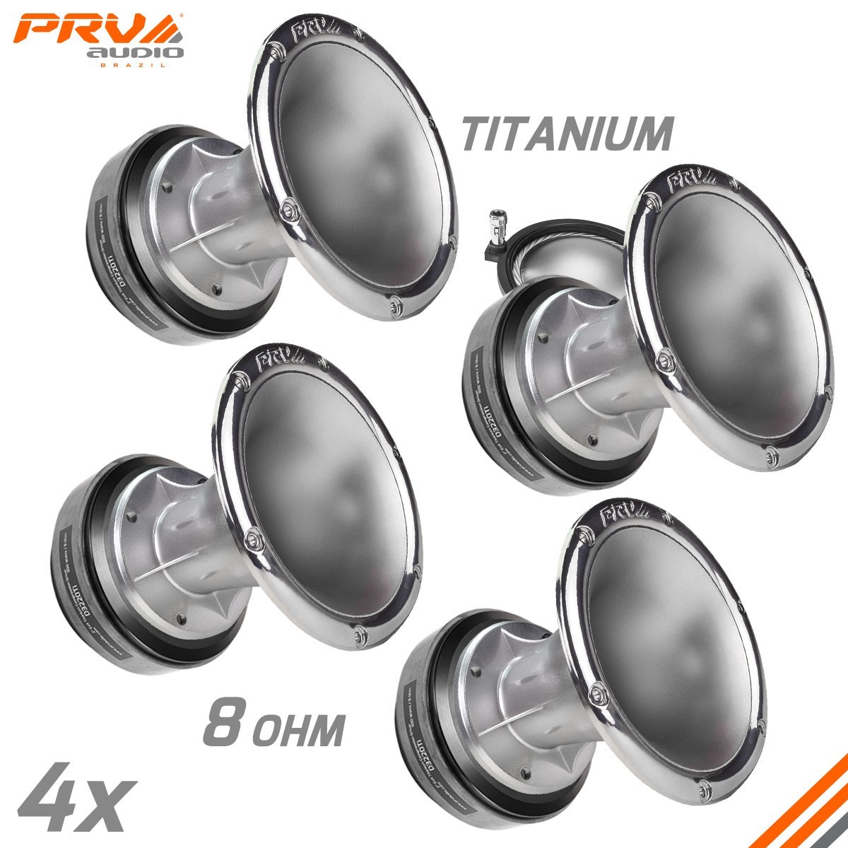 4x PRV D3220Ti Titanium Compression Drivers 1200 Watts + WGP14-50 Grey Horn