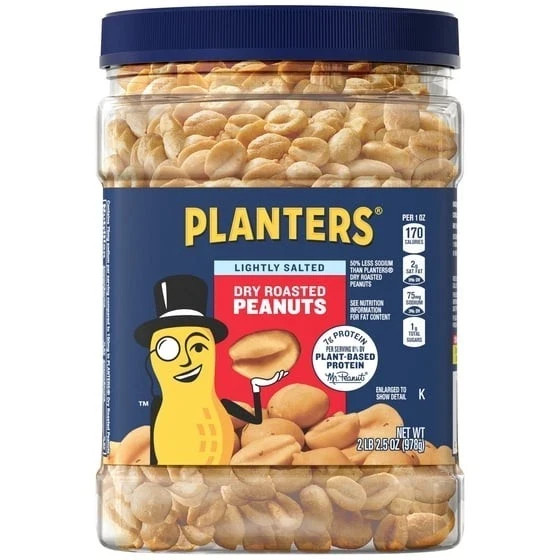 PLANTERS Lightly Salted Dry Roasted Peanuts, Party Snacks, Plant Based Protein, PLANTERS Lightly Salted Dry Roasted Peanuts, Party Snacks, Plant Based Protein,