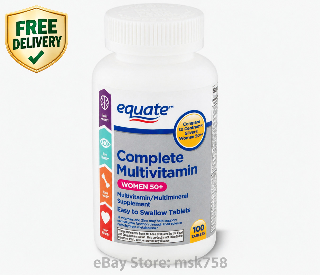 Equate Complete Multivitamin/Multimineral Supplement Tablets, Women 50+, 100 Cou Equate Complete Multivitamin/Multimineral Supplement Tablets, Women 50+, 100 Cou