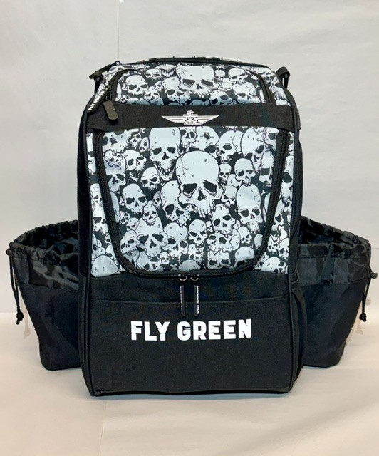FLY GREEN DISC GOLF BACKPACK NUMBSKULL w/ 2 DRINK HOLDERS HOLDS 20-25 DISCS