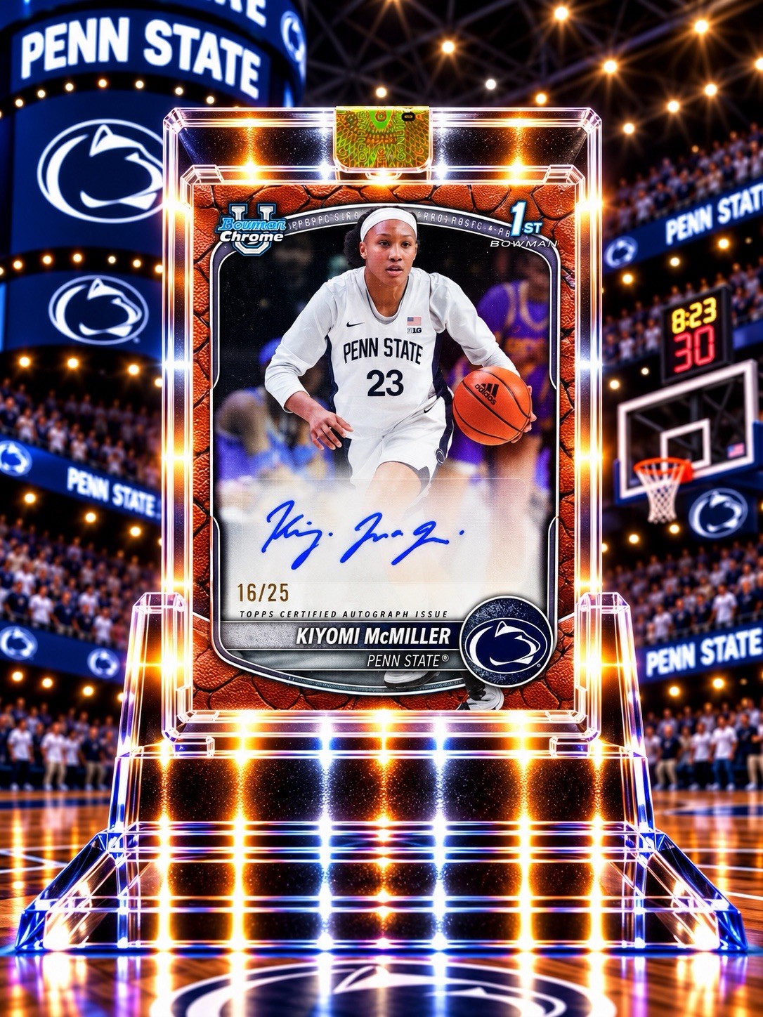 2025-26 Bowman Chrome 1stKiyomi McMiller Auto /25 Orange Reptilian PENN STATE