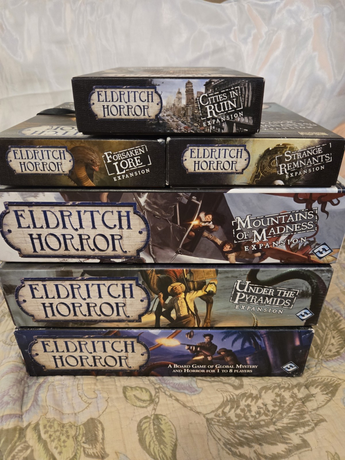 HUGE Eldritch Horror Board Game Lot - Most Factory Sealed or Sleeved Cards HUGE Eldritch Horror Board Game Lot - Most Factory Sealed or Sleeved Cards