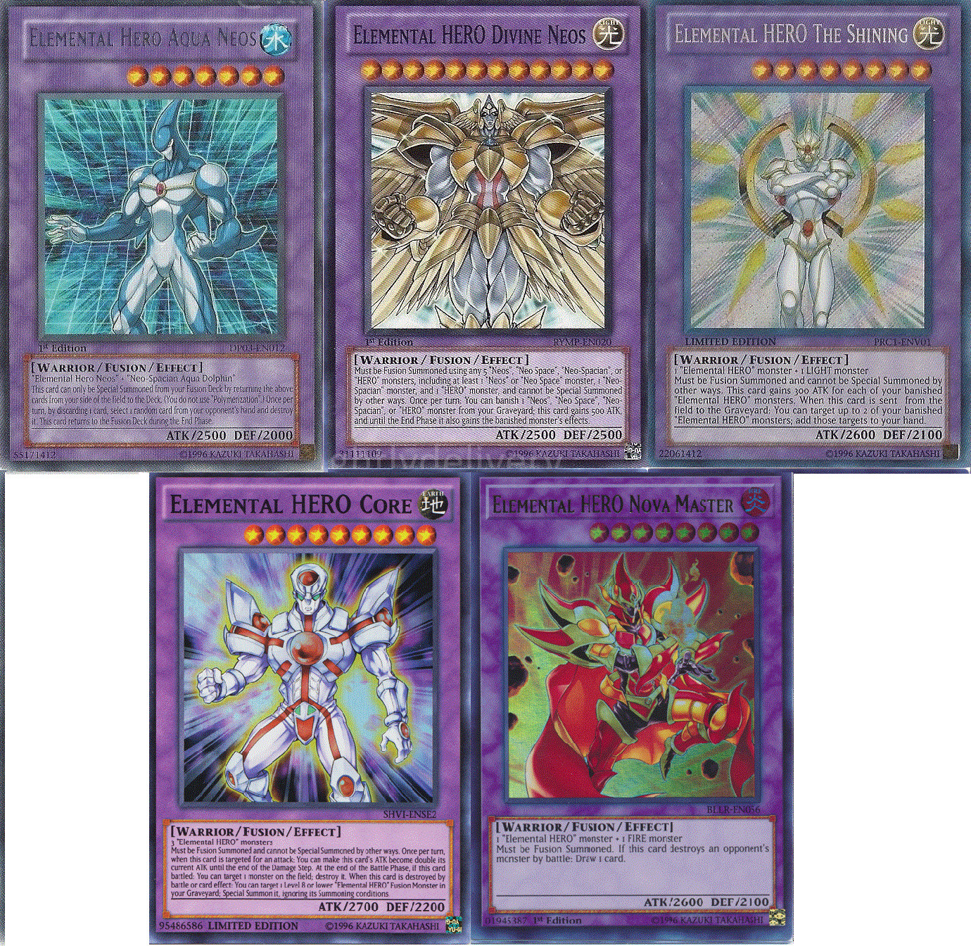 YUGIOH PREMIUM  ELEMENTAL HEROES COLLECTION LOT ALL HOLOGRAPHIC *Hot* + Bonus