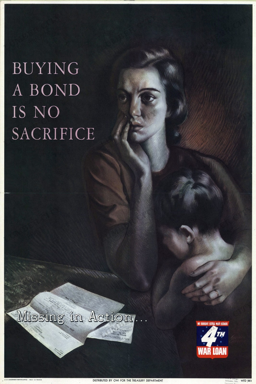 Buying a Bond WWII 1943 4th War Loan Poster Art Print Wall Decor USA