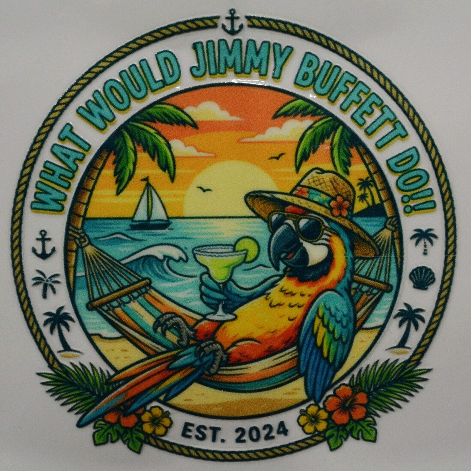 Jimmy Buffett Parrothead Sticker – UV DTF Decal