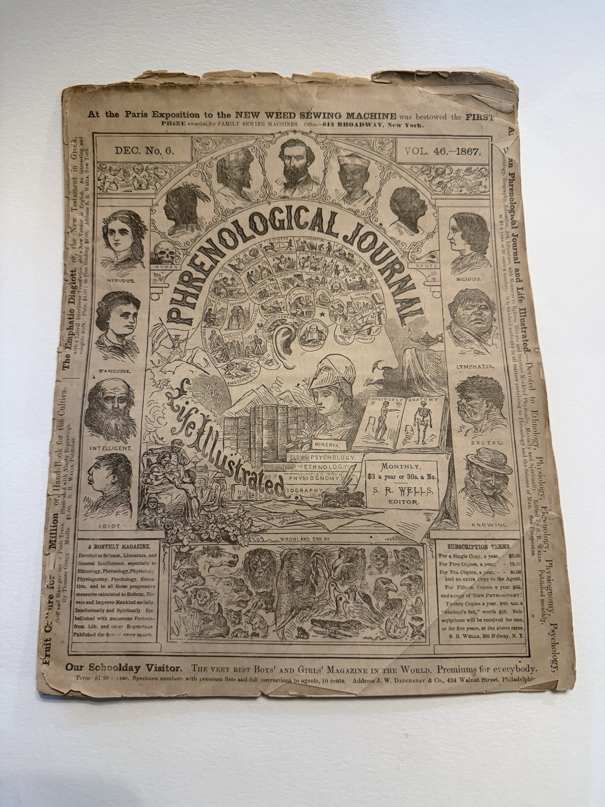 1867 Antique Phrenological Journal, Life Illustrated, Discredited Medical 19th C