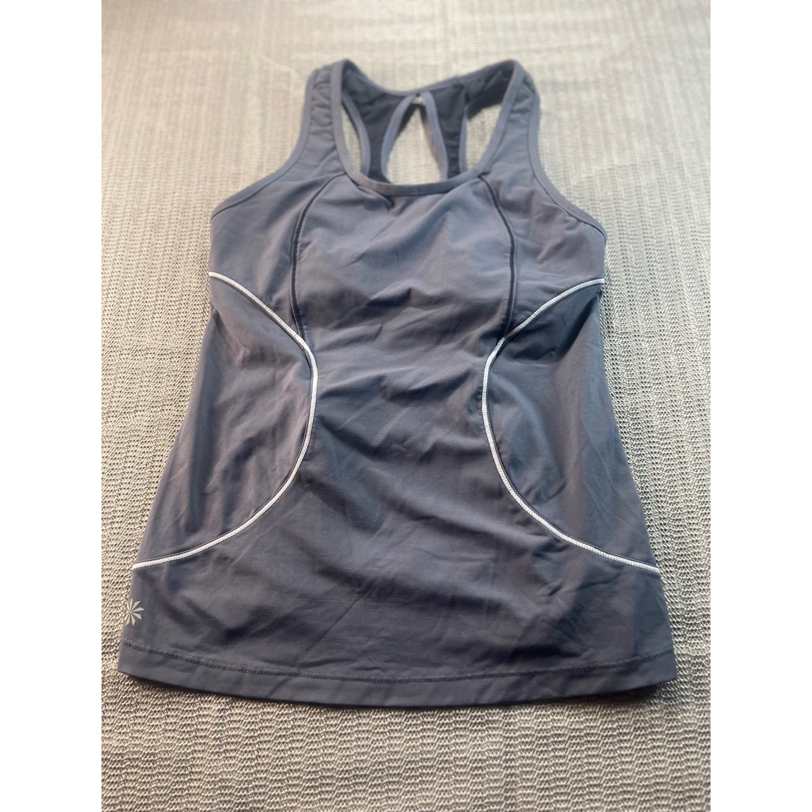 Athleta Womens Gray Racerback Tank Top Built-In Bra Back Zip Pocket Small 201872 Athleta Womens Gray Racerback Tank Top Built-In Bra Back Zip Pocket Small 201872
