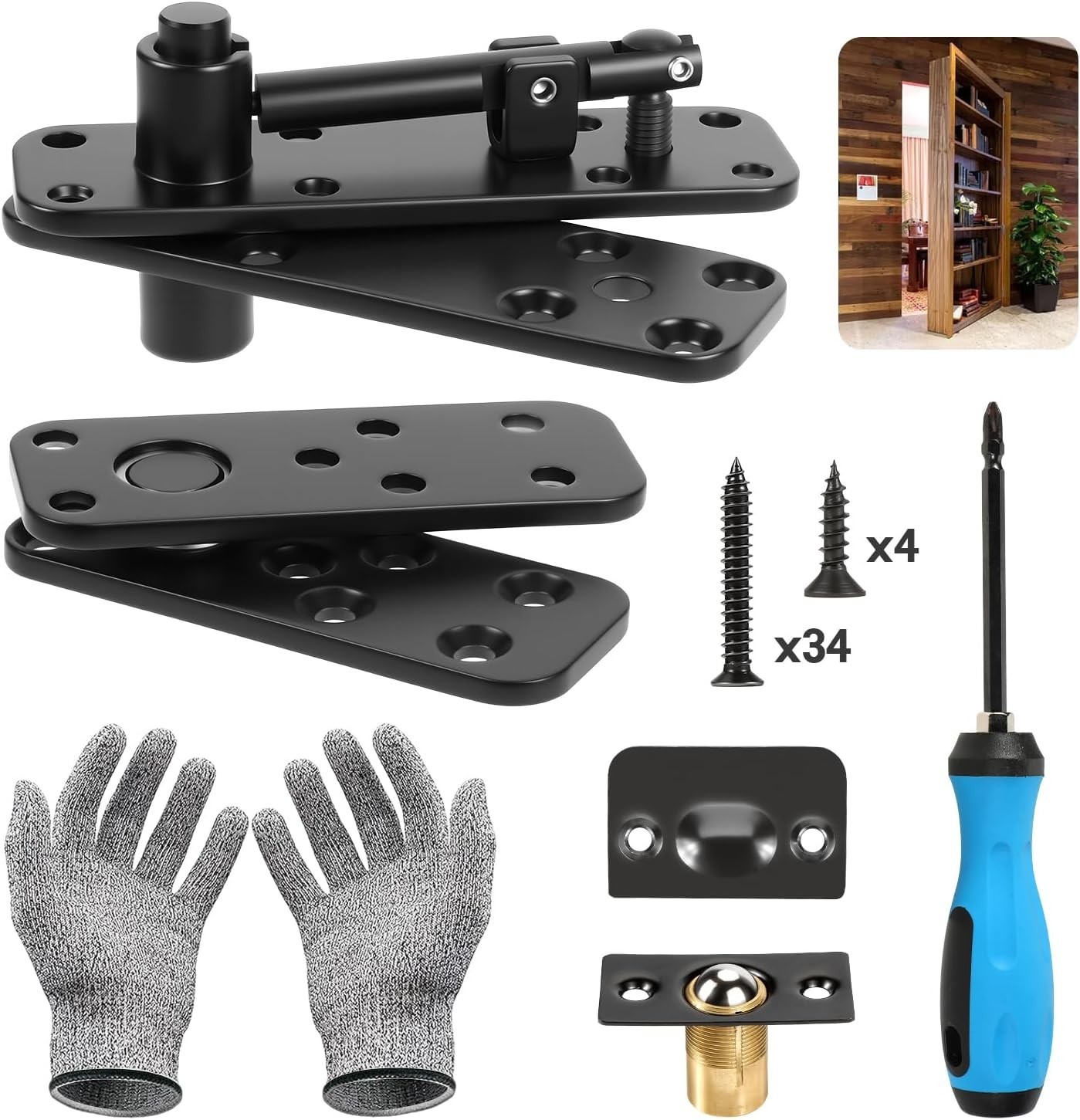 Pivot Hinge Kit for Murphy Door, Hidden Door Hinge Hardware Kit, 570 Lbs
