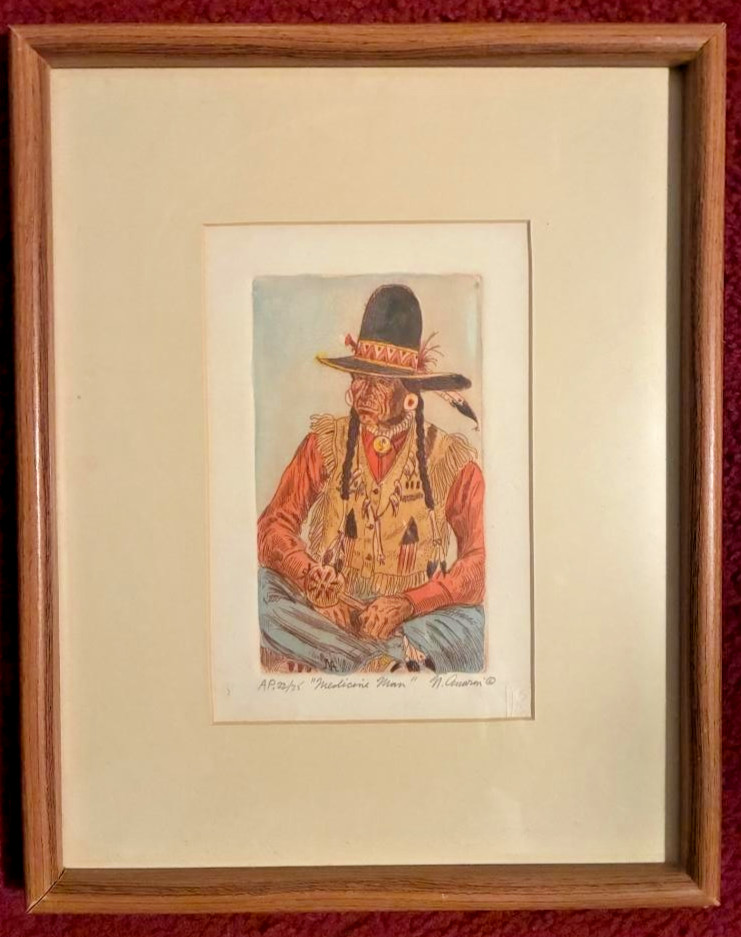 Original Native American Watercolor Print, S&N