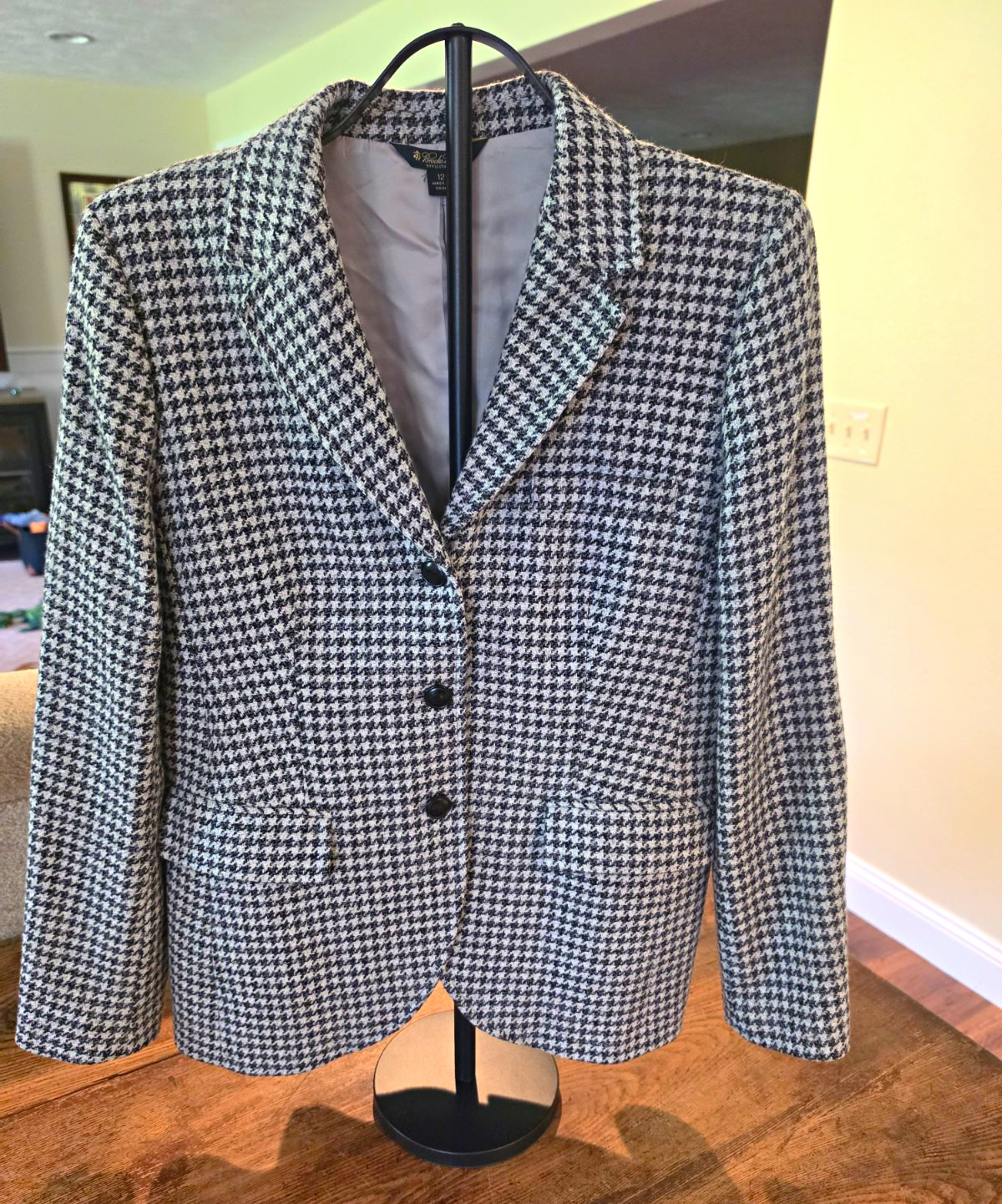 Brooks Brothers 346 Houndstooth Blazer Jacket w/ Elbow Patches Size 12 Classic Brooks Brothers 346 Houndstooth Blazer Jacket w/ Elbow Patches Size 12 Classic