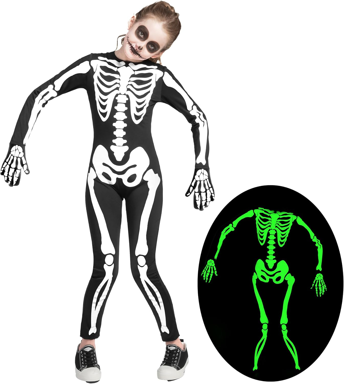 Spooktacular Creations Halloween Kids Skeleton Costume, Unisex Glow in the Dark