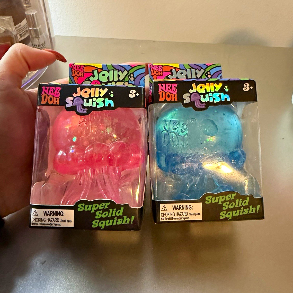NeeDoh JellySquish Stretchy Jellyfish Fidget Toy Lot of 2 Blue Pink 25060NAB NeeDoh JellySquish Stretchy Jellyfish Fidget Toy Lot of 2 Blue Pink 25060NAB