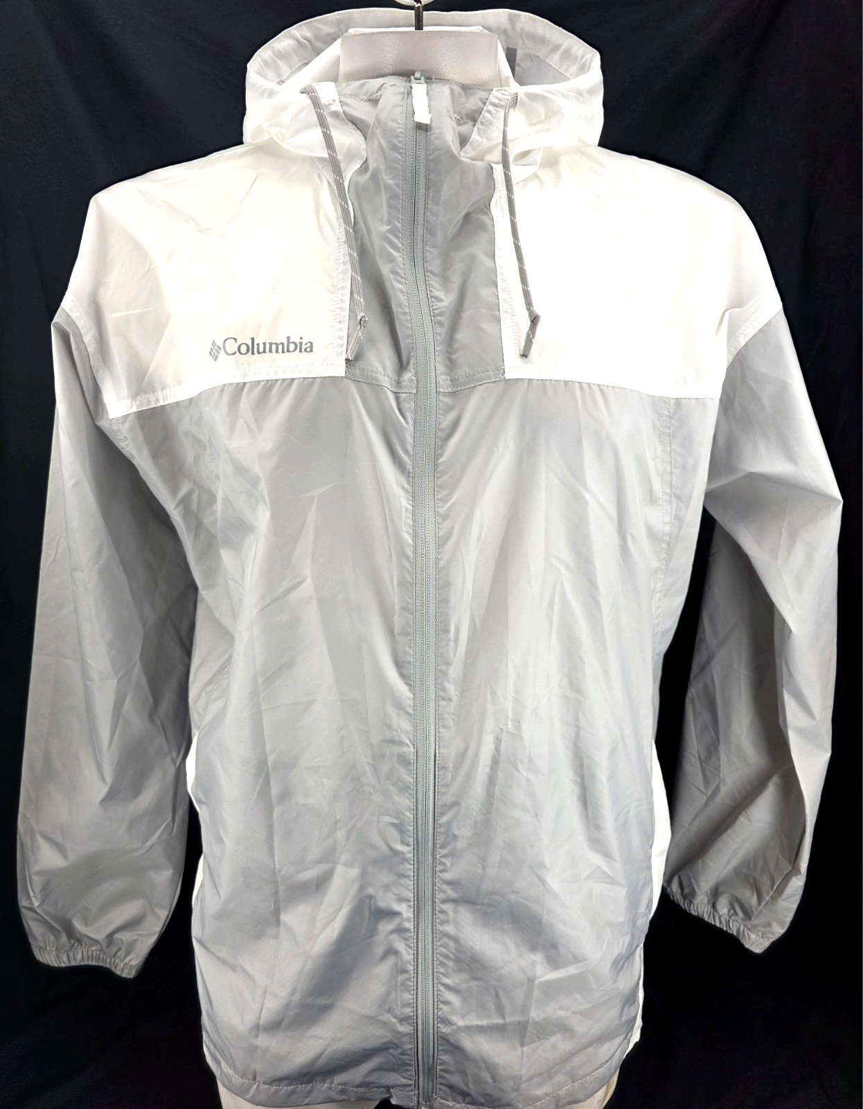 NEW Columbia Flash Challenger Full Zip Gray Hooded Windbreaker Jacket Men\'s L