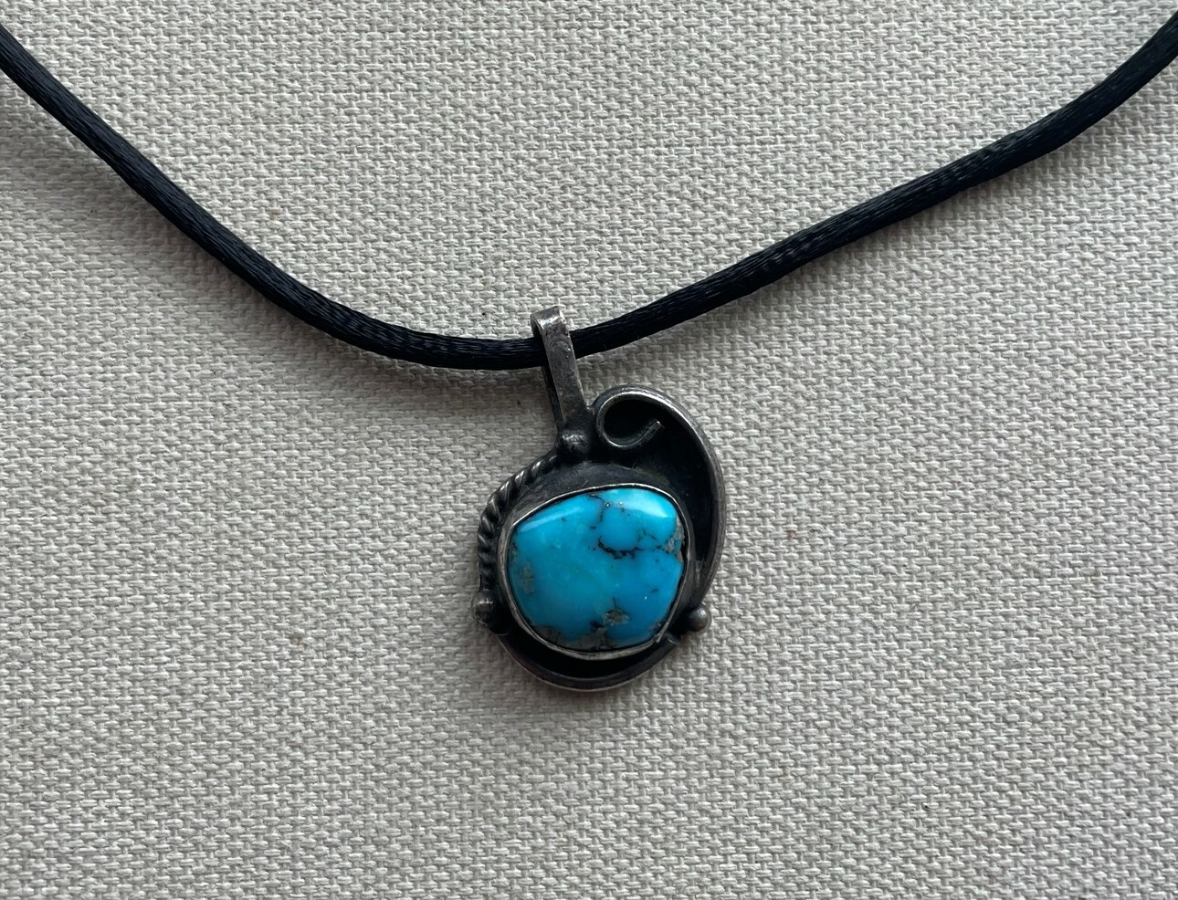 Navajo Turquoise Pendant Necklace Cable Caviar Squash Blossom Native American 16