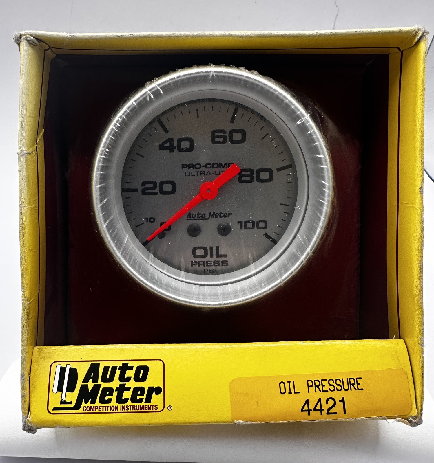 Auto Meter 4421 Ultra-Lite Oil Pressure Gauge 2-5/8 Inch 0-100 PSI Mechanical Auto Meter 4421 Ultra-Lite Oil Pressure Gauge 2-5/8 Inch 0-100 PSI Mechanical