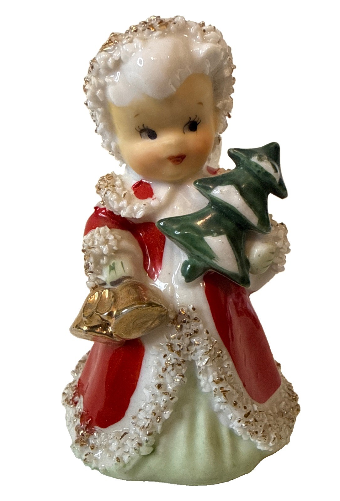 Vintage Lefton Girl Caroler Bells Christmas Tree 4\ Vintage Lefton Girl Caroler Bells Christmas Tree 4\