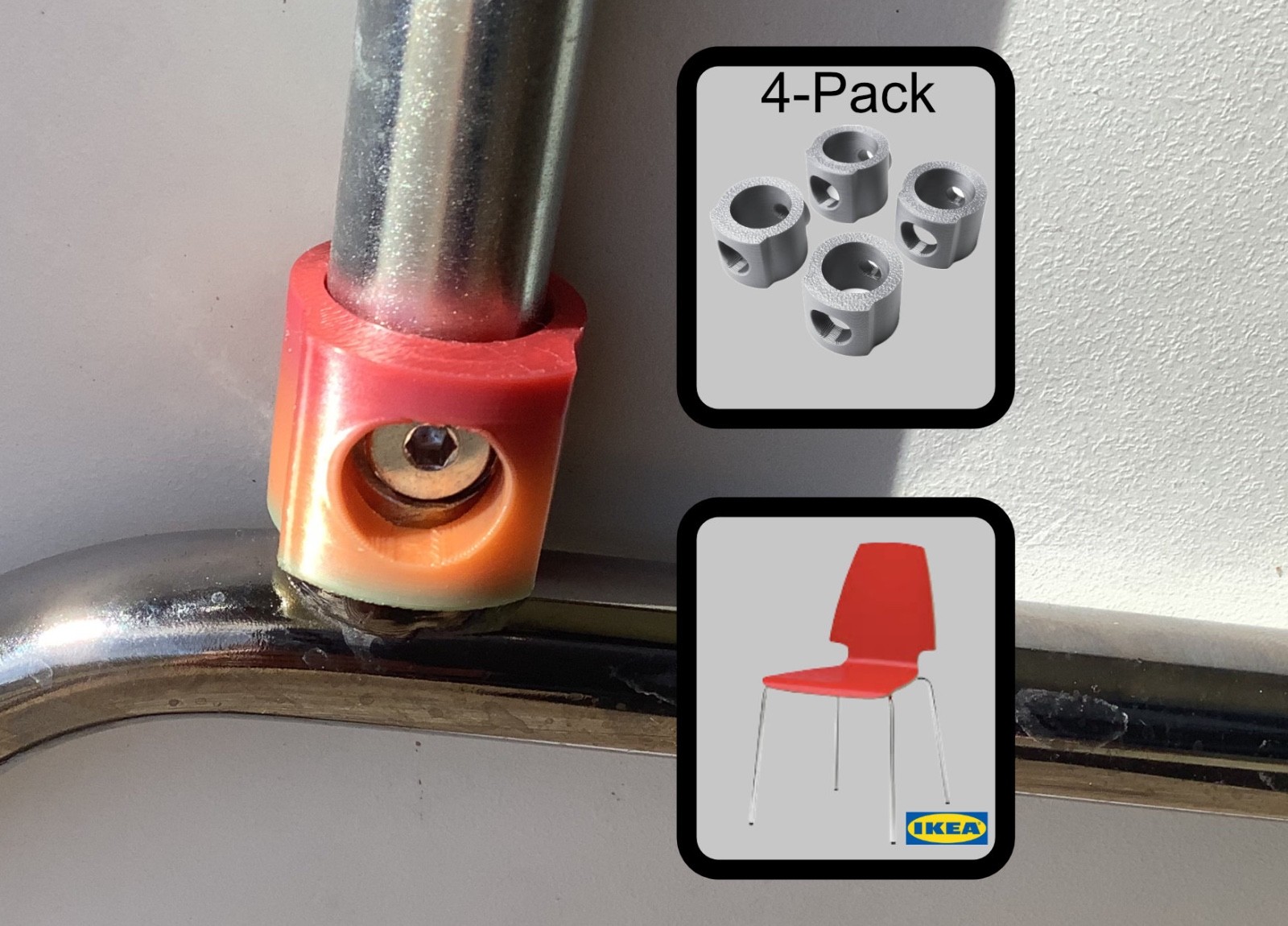 IKEA VILMAR Replacement Chair Holders, 4-Pack (Compatible to IKEA Code #123663)