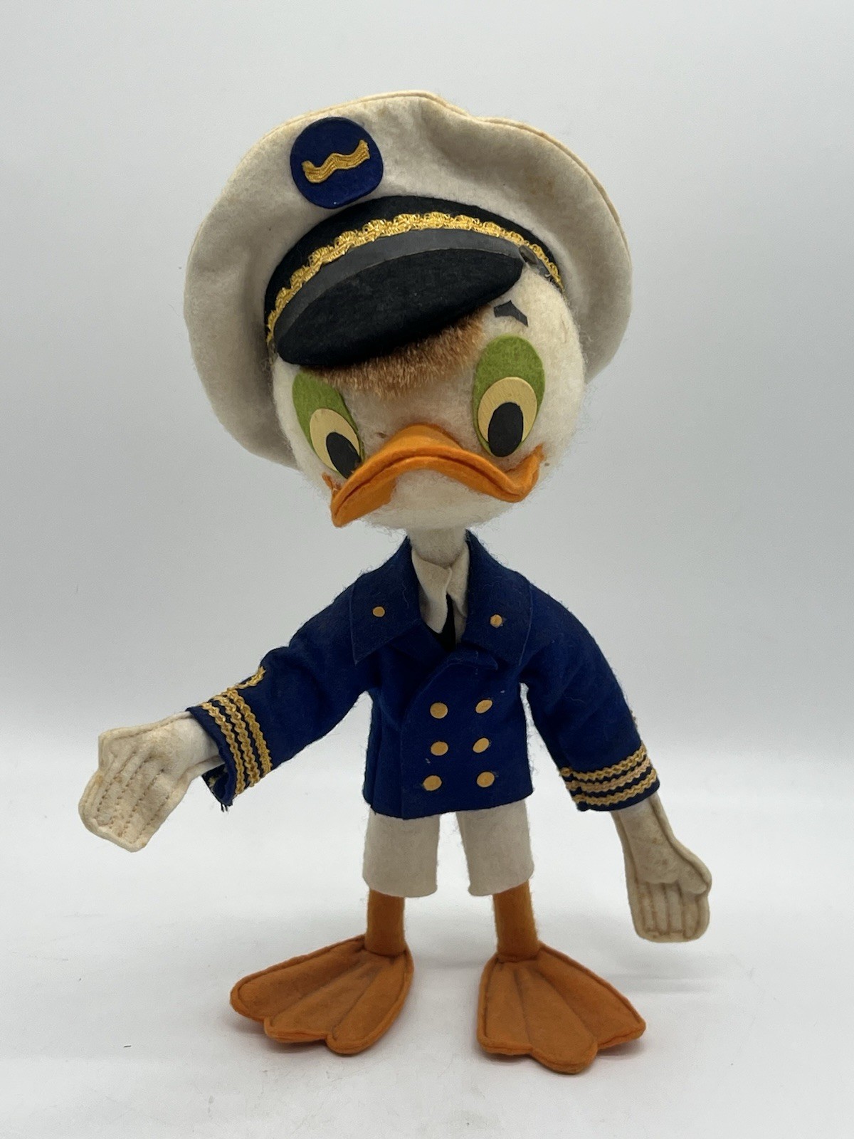 Vintage Donald Duck Ahoy Sailor Cloth Felt Doll Stuffed Toy Wired Early Poseable
