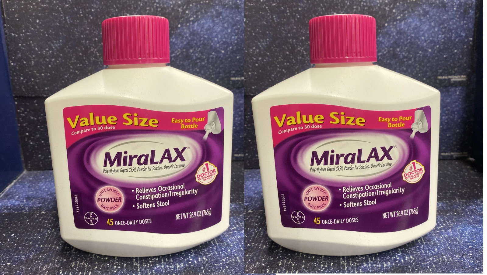 2 PaCK MiraLAX Laxative Powder 45 Days - 26.9 Oz - Value Size - 07-27+ 2 PaCK MiraLAX Laxative Powder 45 Days - 26.9 Oz - Value Size - 07-27+