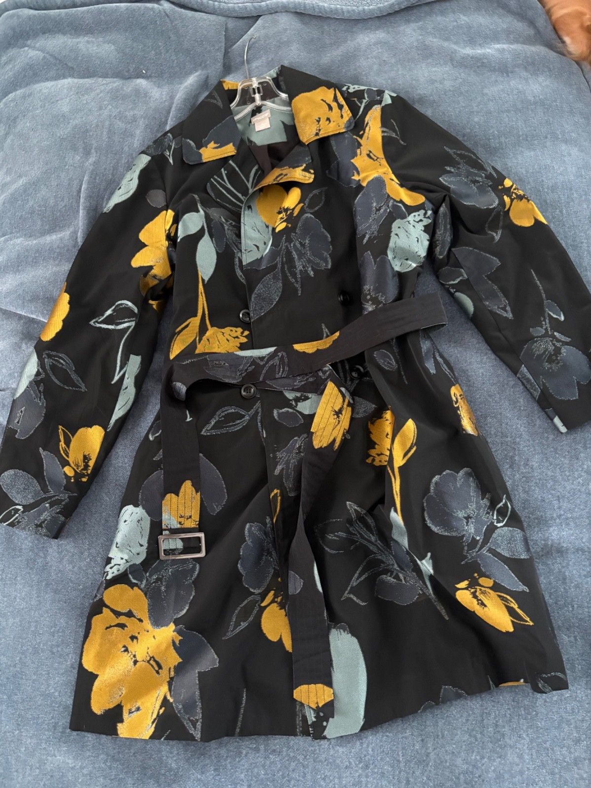 Chico’s Women\'s Size 2 (US 12/14) Double Breasted Floral Trench Coat Jacket