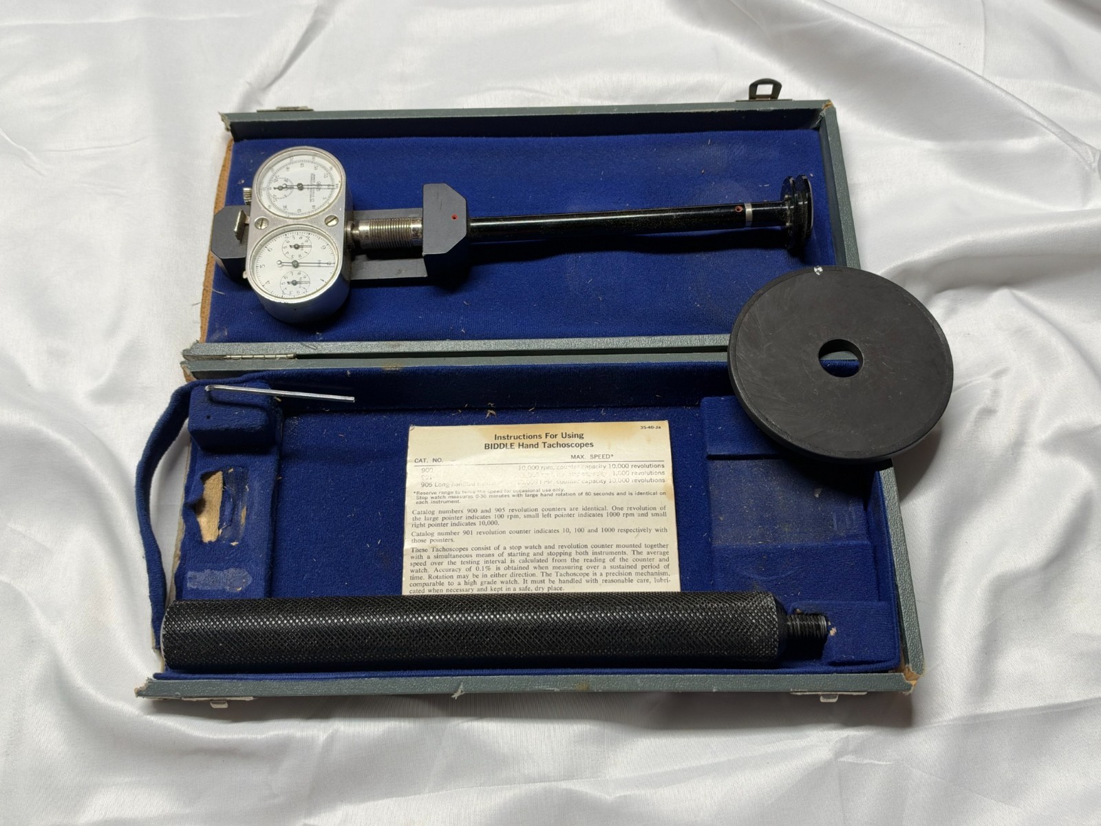 Vintage James G Biddle Hand Tachoscope Model 905 RPM Counter Stopwatch For Repai