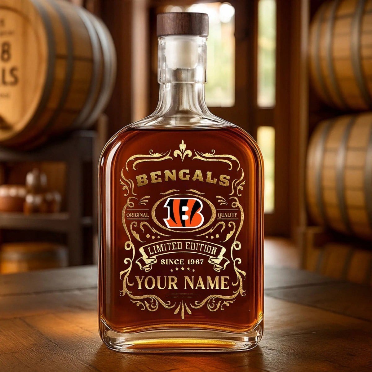 Personalized Cincinnati Football Team Bengalss Whiskey Bottle Whisky Decanters