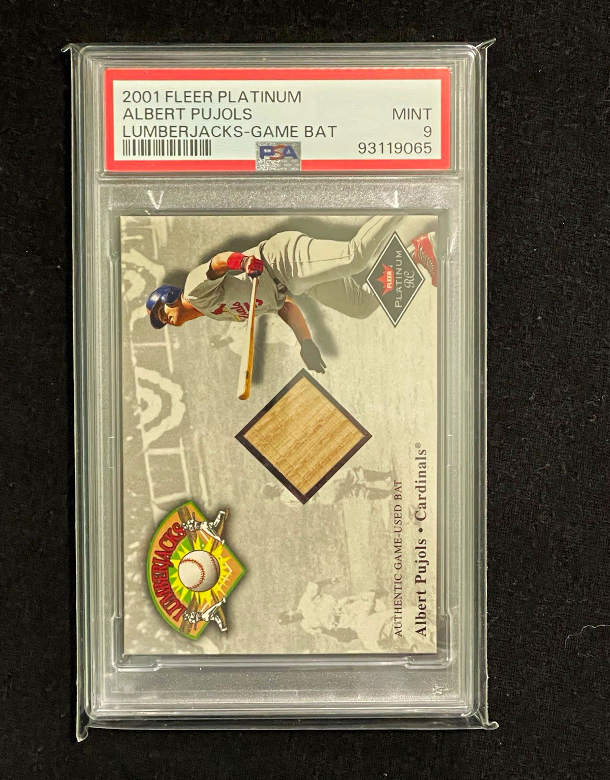 2001 Fleer Platinum - Lumberjacks - Game Bat - PSA MINT 9 - Albert Pujols 2001 Fleer Platinum - Lumberjacks - Game Bat - PSA MINT 9 - Albert Pujols