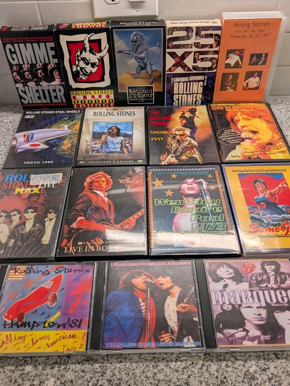 Rolling Stones DVD & VHS 16 Piece Vintage Collection. 