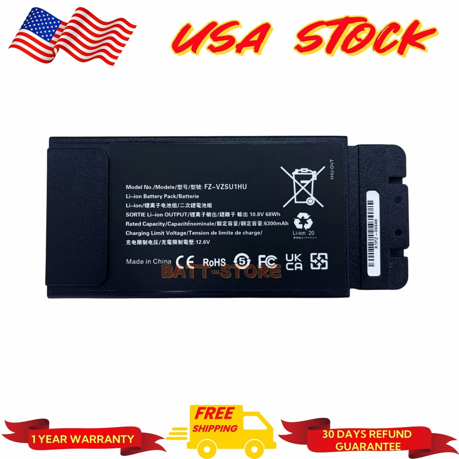 68Wh FZ‑VZSU1HU Replacement Battery For Panasonic Toughbook FZ‑55 Mk1 Mk2 Mk3
